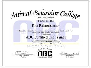 Rita Reimers Certified Cat Behavior Trainer Rita Reimers Certified Cat Behavior Trainer