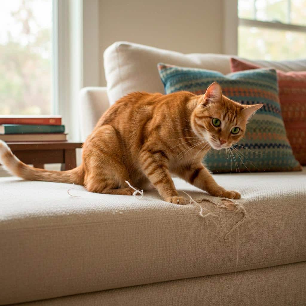 Cat scratching furniture